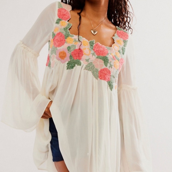 Free People Tops - NWT Free People Madeline Tunic Cream Combo  - size Large